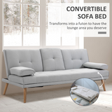 HOMCOM Scandi 3 Seater Sofa Bed with Adjustable Recline & Fold-Down Middle Table – Metal Frame Guest Bed
