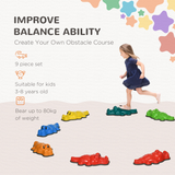 ZONEKIZ 9-Piece Kids Stepping Stones with Anti-Slip Edge – Crocodile Balance Set for Indoor & Outdoor Play