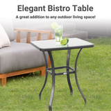 Outsunny Square Glass Bistro Table with Metal Frame – Kitchen, Bar and Breakfast Dining Table, 68.5 x 84 cm