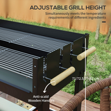 Outsunny Charcoal BBQ Grill with Two Grilling Areas, Side Table and Wheels – Garden Barbecue, Black