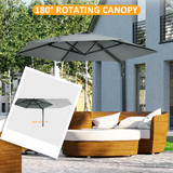 Outsunny Wall-Mounted Parasol with 180° Rotating Canopy & Aluminium Frame – Space-Saving Balcony Shade, Grey