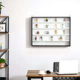 HOMCOM 5-Tier Wall Display Cabinet with Glass Doors & Adjustable Shelves – Collectibles Storage, Black/White