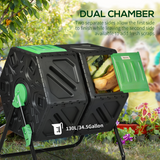 Outsunny 130L Dual Chamber Rotating Compost Bin Tumbler with Ventilation Holes – Garden Composter