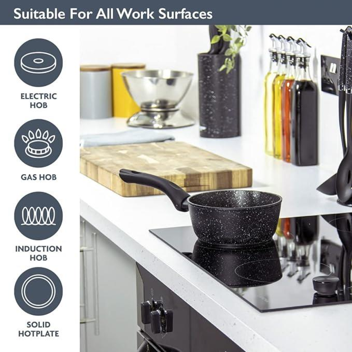 Blackmoor 16cm Non-Stick Milk Pan with Hybrid Stone Coating – Induction, Gas and Electric Hob Suitable