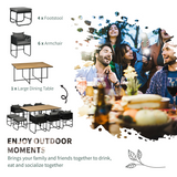 Outsunny 11-Piece Rattan Dining Set for 10 with Cushions, Space-Saving Table & Chairs – Garden Furniture