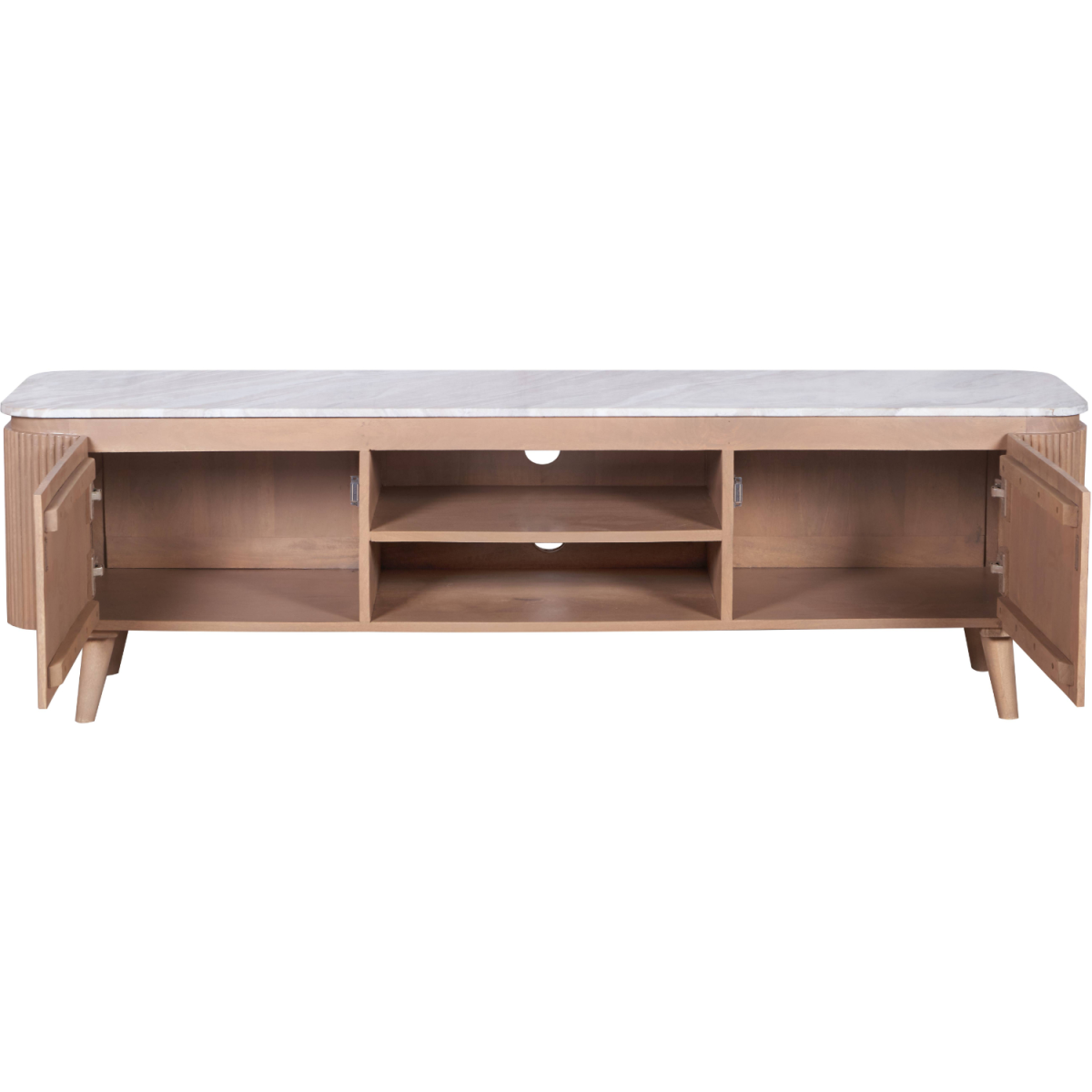 Ashford Natural Marble & Wood Large TV Cabinet, 170cm – Media Storage Unit with Spacious Top