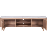 Ashford Natural Marble & Wood Large TV Cabinet, 170cm – Media Storage Unit with Spacious Top