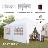 Outsunny 3 x 6m Pop-Up Gazebo with Sides, UPF50+ Oxford Canopy, Windows & Doors – Garden Party Marquee, White