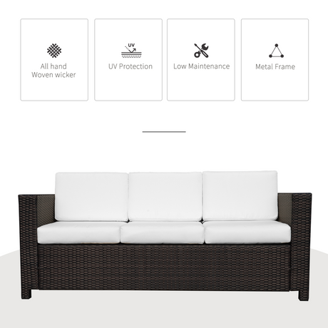 Outsunny Brown Rattan Sofa rattan weave close-up