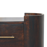 Artisan Furniture Solid Wood Valencia Two-Drawer Bedside Table, Curved Side Panels – Velvet Mocha, Dark Brown
