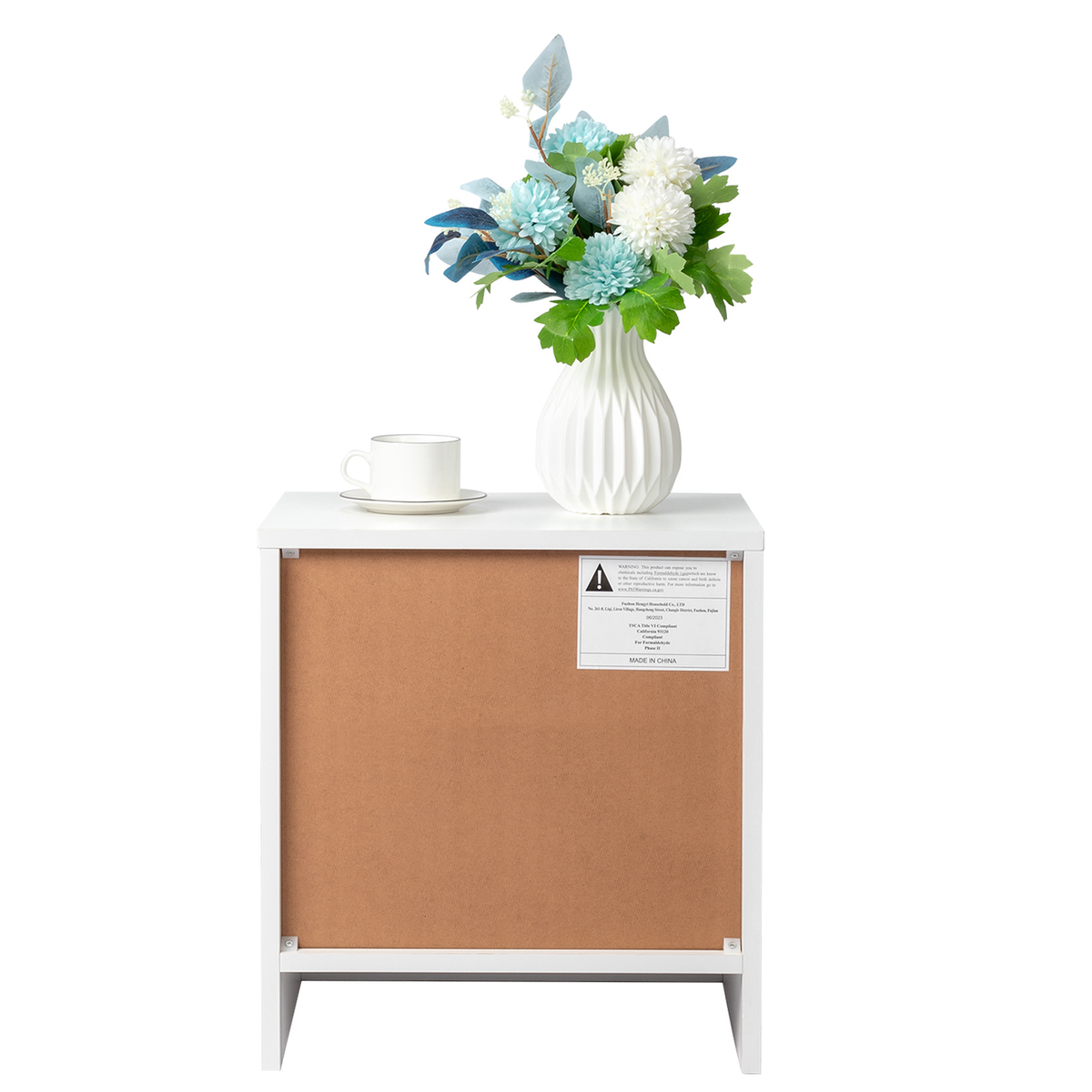 2-Tier Nightstand Bedside Cabinet with Drawer and Open Shelf – Bedroom and Home Office End Table, White