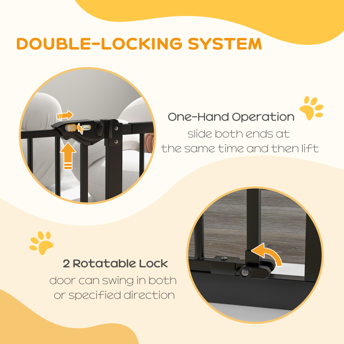 PawHut Adjustable Metal Pet Safety Gate with Extension & Auto-Close Door – Doorway & Stair Barrier, Black