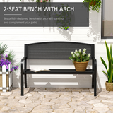 Outsunny 2-Seater Steel Garden Bench with Cast Iron Backrest & Anti-Skid Foot Pads – Antique Style, Black