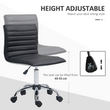 HOMCOM Armless Mid-Back Office Chair with 360° Swivel & Height Adjustment – PU Leather Desk Chair, Black
