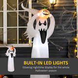 HOMCOM 6ft LED Halloween Inflatable Floating Ghost & Pumpkin – Outdoor Party Decoration, IP44