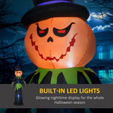 Outsunny 8FT Tall Halloween Inflatable Pumpkin Ghost in A Hat Decoration