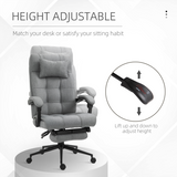 Reclining Office Chair with Footrest & Removable Pillow, 155° Recline – Home Office Chair, Light Grey