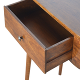 Artisan Furniture Solid Mango Wood Albion Console Table with 1 Drawer & Nordic Legs – Chestnut Finish, Brown