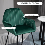 HOMCOM Velvet-Feel Accent Chair with Metal Base, Green