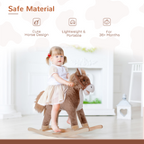 HOMCOM Kids Rocking Horse in Plush & Wood with Easy-Grip Handles and Footrest – Ride-On Rocker for Ages 3+