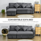 HOMCOM corner sofa bed reversible chaise configuration