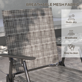 Outsunny Patio Furniture Set with Two Foldable Armchairs, Loveseat and Glass Table – Garden Set, Dark Grey