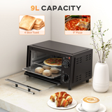 HOMCOM 9L Countertop Mini Oven & Toaster Grill, 750W – Compact Kitchen Oven with Timer