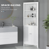 kleankin Corner Bathroom Cabinet with Double Doors & Adjustable Shelves – Space-Saving Storage, White
