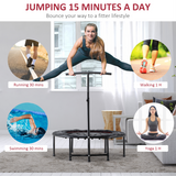 HOMCOM 40 Inch Mini Trampoline with Adjustable Handle – Fitness Rebounder for Kids & Adults, Indoor & Outdoor