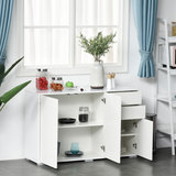 HOMCOM Gloss & Matte Side Cabinet with 2 Doors & 2 Drawers – White Home Office Storage