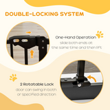 PawHut Adjustable Metal Pet Safety Gate with Extension and Auto-Close Door – Dog Barrier for Doorways, Black