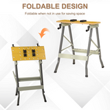 DURHAND 4-in-1 Folding Work Bench, Saw Horse and Clamp Table with Swivel Pegs – DIY Home Garage, Grey