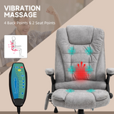 Executive Reclining Office Chair with Heated Massage & Headrest – Swivel Home Office Chair, Grey