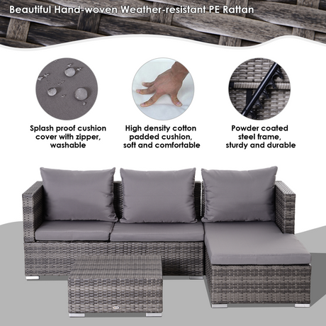 Outsunny Rattan Garden Sofa Set in patio setting