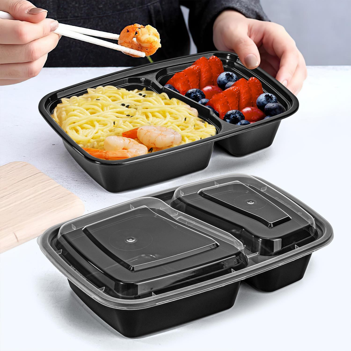 Vinsani 20 Pack Meal Prep Containers, 2 Compartments, 30oz with Airtight Lids – Microwave & Freezer Safe
