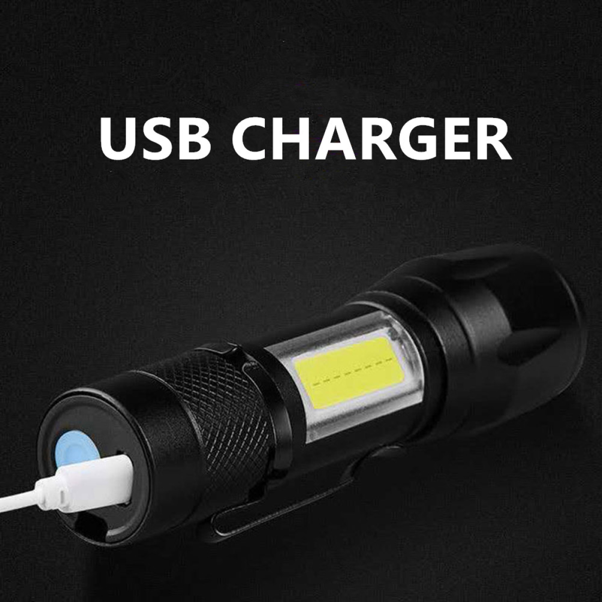 2 Pack USB Rechargeable LED Flashlights with Zoom & 3 Modes – Pocket Torch for Camping & Car Repair