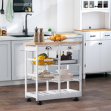 HOMCOM Compact Kitchen Island with Storage Shelves – Extra Prep Surface for Small Kitchens, White