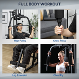 HOMCOM Multifunction Home Gym Machine with 45kg Weight Stack – Full Body Strength Training Workout Station