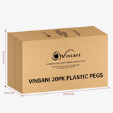 VINSANI 20 Pack Plastic Clothes Pegs – UV-Resistant Black & White Washing Pegs with Stainless Steel Spring