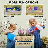 AIYAPLAY 2-Piece Wooden Sandpit and Water Play Table Set with Bottom Liner – Kids Outdoor Play, Natural Wood