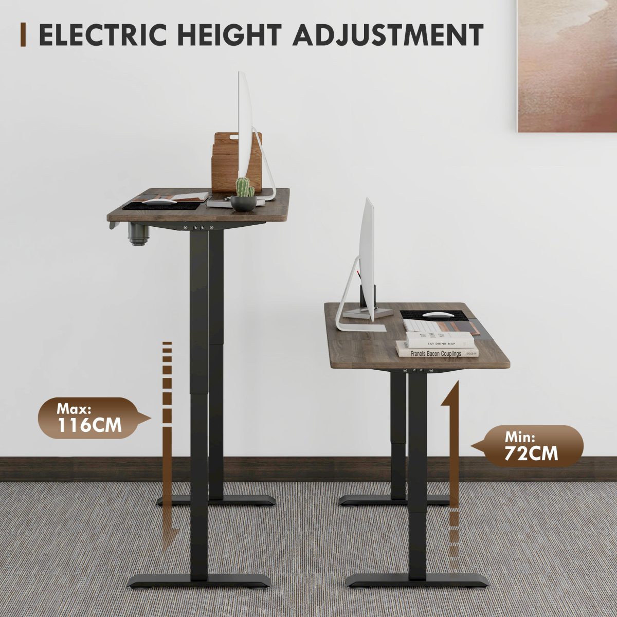Vinsetto Electric Height Adjustable Standing Desk with 4 Memory Presets – Sit-Stand Home Office Desk, Black