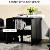 HOMCOM Freestanding Storage Cabinet with 2 Shelves – Wooden Sideboard for Bedroom or Office, Black