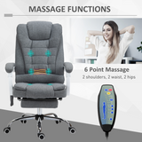 Vinsetto Heated Massage Office Chair with 6 Vibration Points – High Back Reclining Desk Chair, Grey