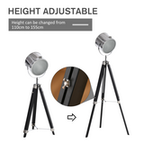 Industrial Adjustable Tripod Searchlight Floor Lamp, 110–155cm with Tilting Head – Reading Corner Lighting
