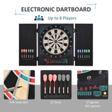 HOMCOM Electronic Dartboard with LED Scoreboard, 27 Games & Storage Cabinet – For Up to 8 Players