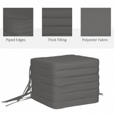 Outsunny Set of 6 Chair Cushion Seat Pads with Tie Straps – Indoor and Outdoor Dining Chair Cushions, Grey