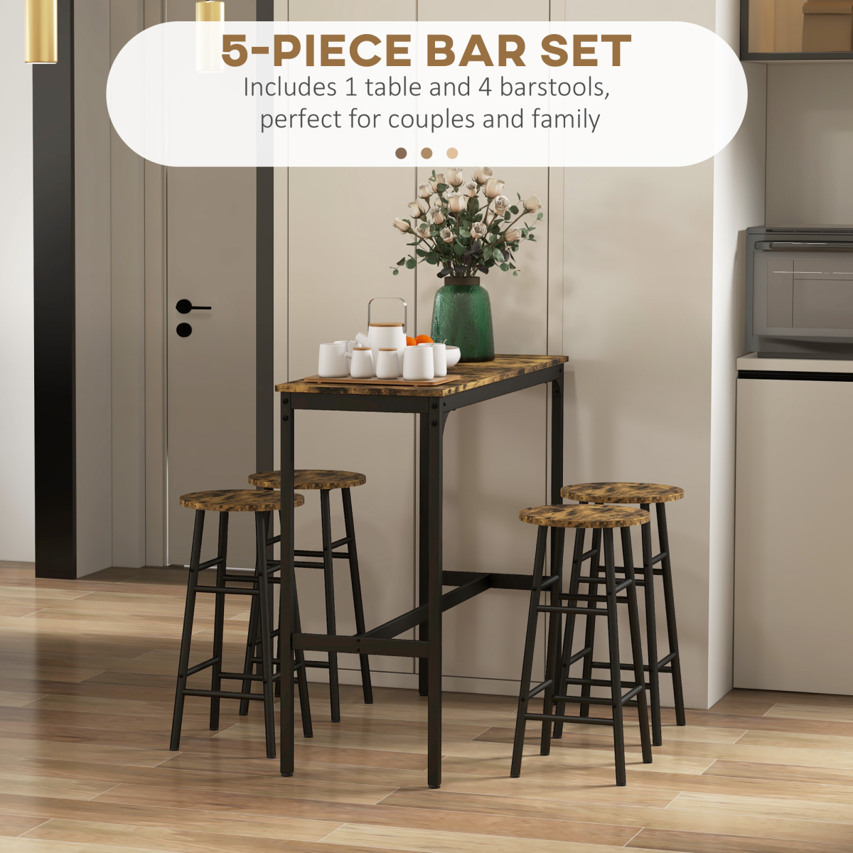 Classic Pub Table and Chairs Set – Compact Bistro Dining Set for Kitchens, Home Bars & Breakfast Nooks