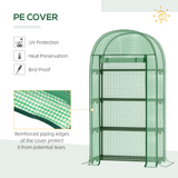 Outsunny Mini Greenhouse with Storage Shelf, UV-Resistant PE Cover & Roll-Up Door – Metal Frame, Green