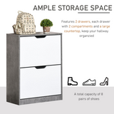 HOMCOM 2-Drawer Shoe Cabinet with Groove Handles – Slim Hallway Storage for 8 Pairs