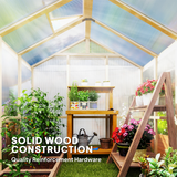 Outsunny 6.6x6ft Wooden Polycarbonate Greenhouse with Lockable Door & Top Vent, Fir Wood Frame – Brown